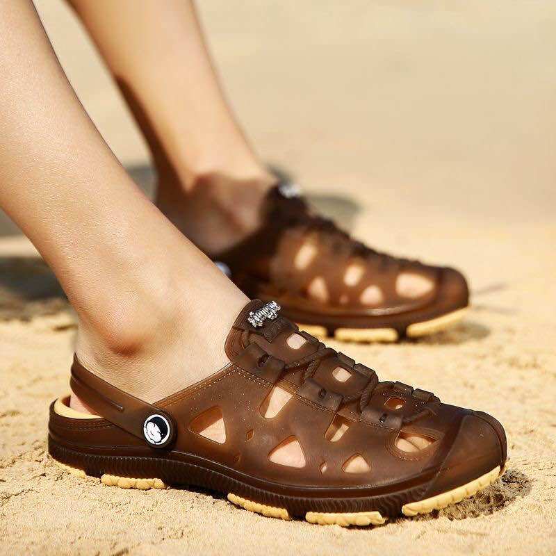 Sandal nhựa dẻo Nam 2 quai quang đi mưa đi biển đi làm siêu nhẹ chống thấm nước IDEP GL021