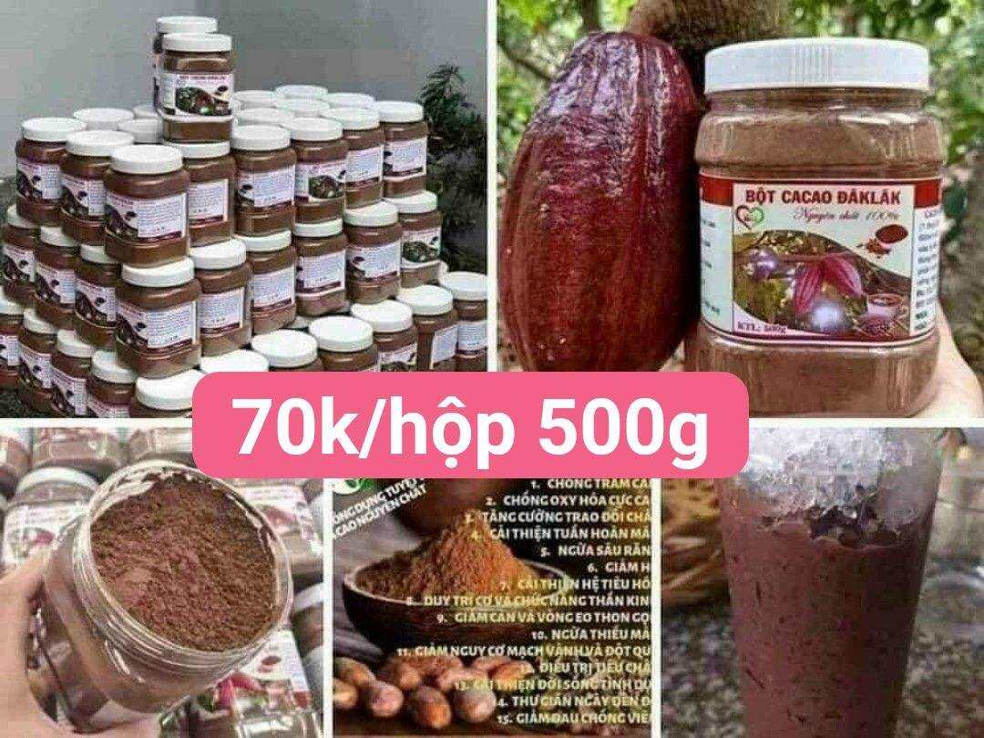 Hộp 500g Caccao Nguyên chất Đăk Lăk thơm ngon tròn vị