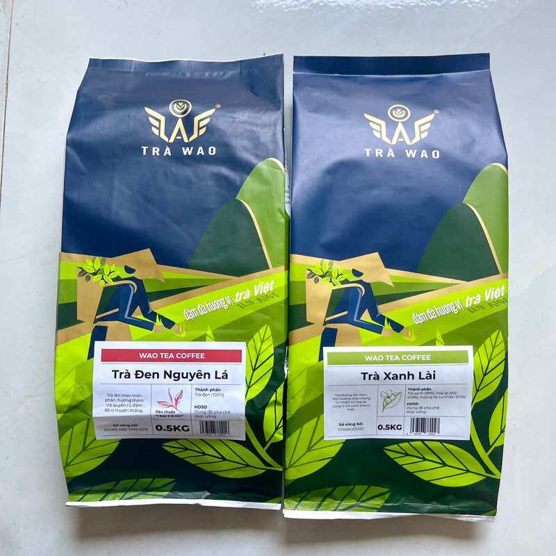 Trà xanh lài / trà đen nguyên lá wao bịch 500g