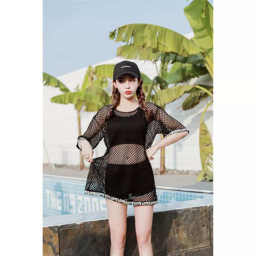 Áo lưới có tay phối cùng đồ bơi Bikini SG