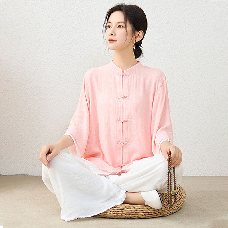 Bộ Đồ Thiền Nữ Phong Cách Trung Hoa Cổ Điển Cotton Mùa Hè 2023 Thiết Kế Giản Dị Cho Phụ Nữ Từ 18-25 Tuổi