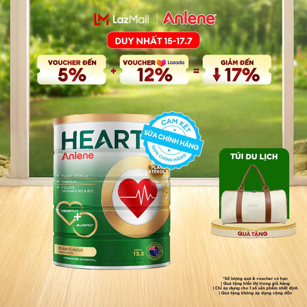 [Voucher giảm đến 26%]Sữa Bột Anlene Heart Plus Với Dưỡng Chất Chăm Sóc Sức Khỏe Tim Mạch Lon 750G