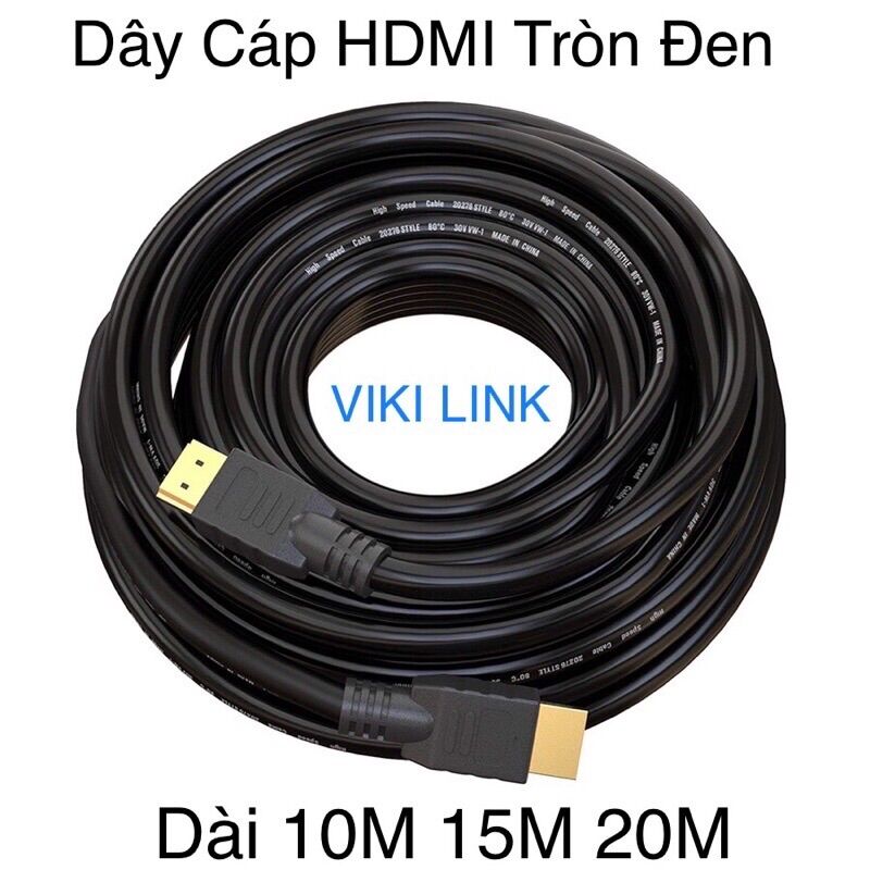 Dây cáp hdmi dài 20m tròn đen dây cáp kết nối 2 đầu hdmi