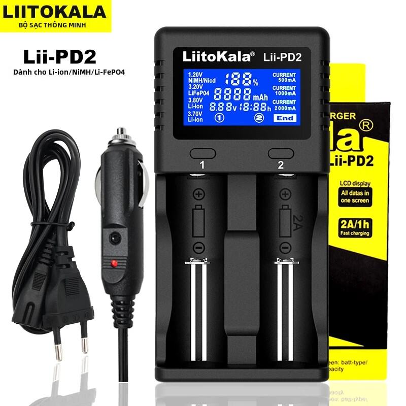 Liitokala Lii-PD2/Lii-PD4 Sạc Pin LCD Đa Năng Cho 18650 26650 18350 16340 18500 14500 AA AAA-Bộ Sạc 