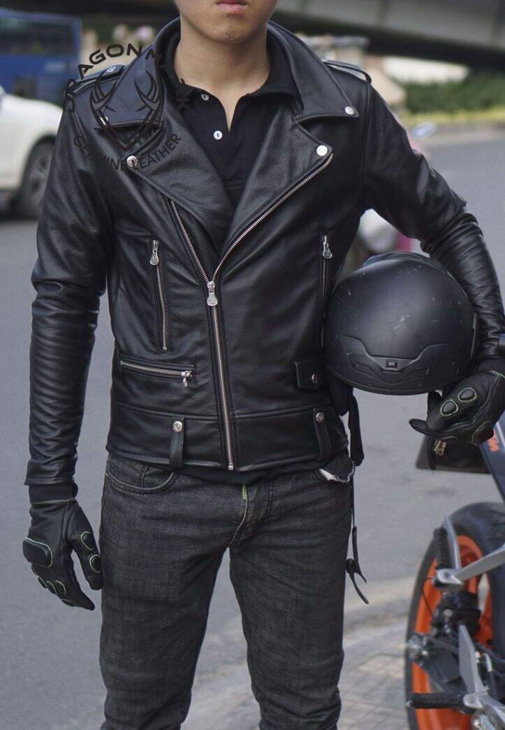 Áo khoác da nam biker
