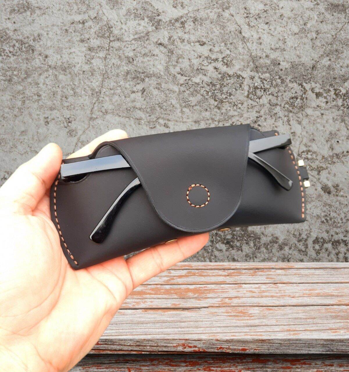 Bao da đựng mắt kính da bò thật cá tính đồ da handmade