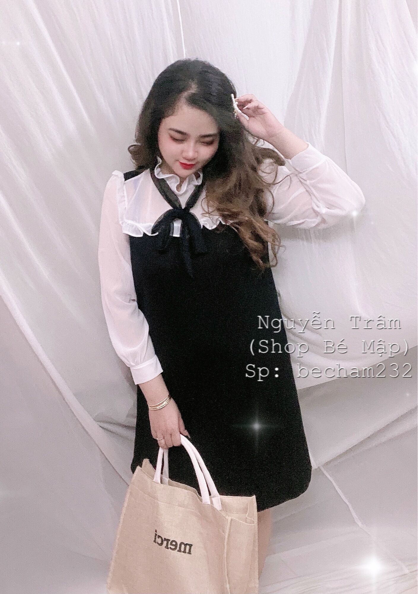 Đầm Suông Tay Voan Lụa Cột Nơ Bigsize 70-85Kg [Hình Thật Chính Chủ]