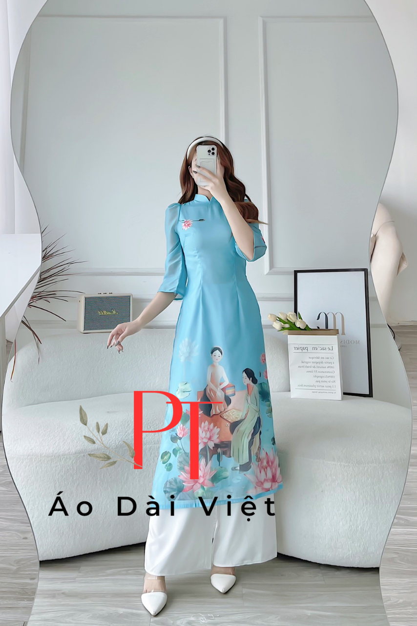 💕 Áo dài tơ óng đẹp mềm mại 4 tà hàng thiết kế cao cấp nhẹ nhàng ảnh thật 100% áo dài đẹp giá rẻ đính kết