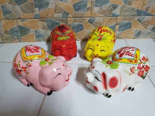 Lợn mắt híp chất liệu Gốm sứ cao cấp size 26x16x16cm
