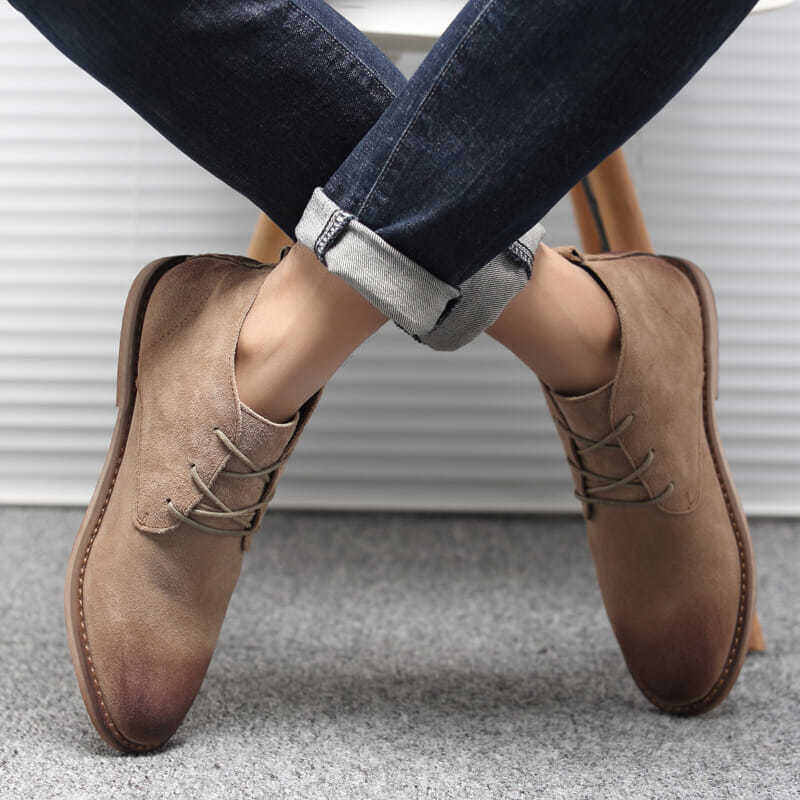 Bốt dr. martens mùa thu nam giày workwear đệm nhung cổ cao vừa kiểu anh giày da cổ điển da lộn nhám da thật bốt sa mạc