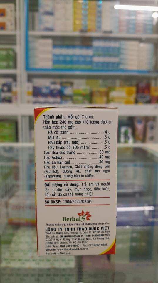 Bột Nước Mát Herba Cool Extra (Hộp 10 gói) vị bắp và bí đao