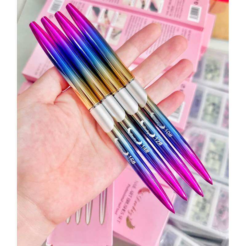 Cọ đắp bột nail - set 4 cây cọ đắp bột ( số 10-12-14-16) sợi lông cọ mềm mượt
