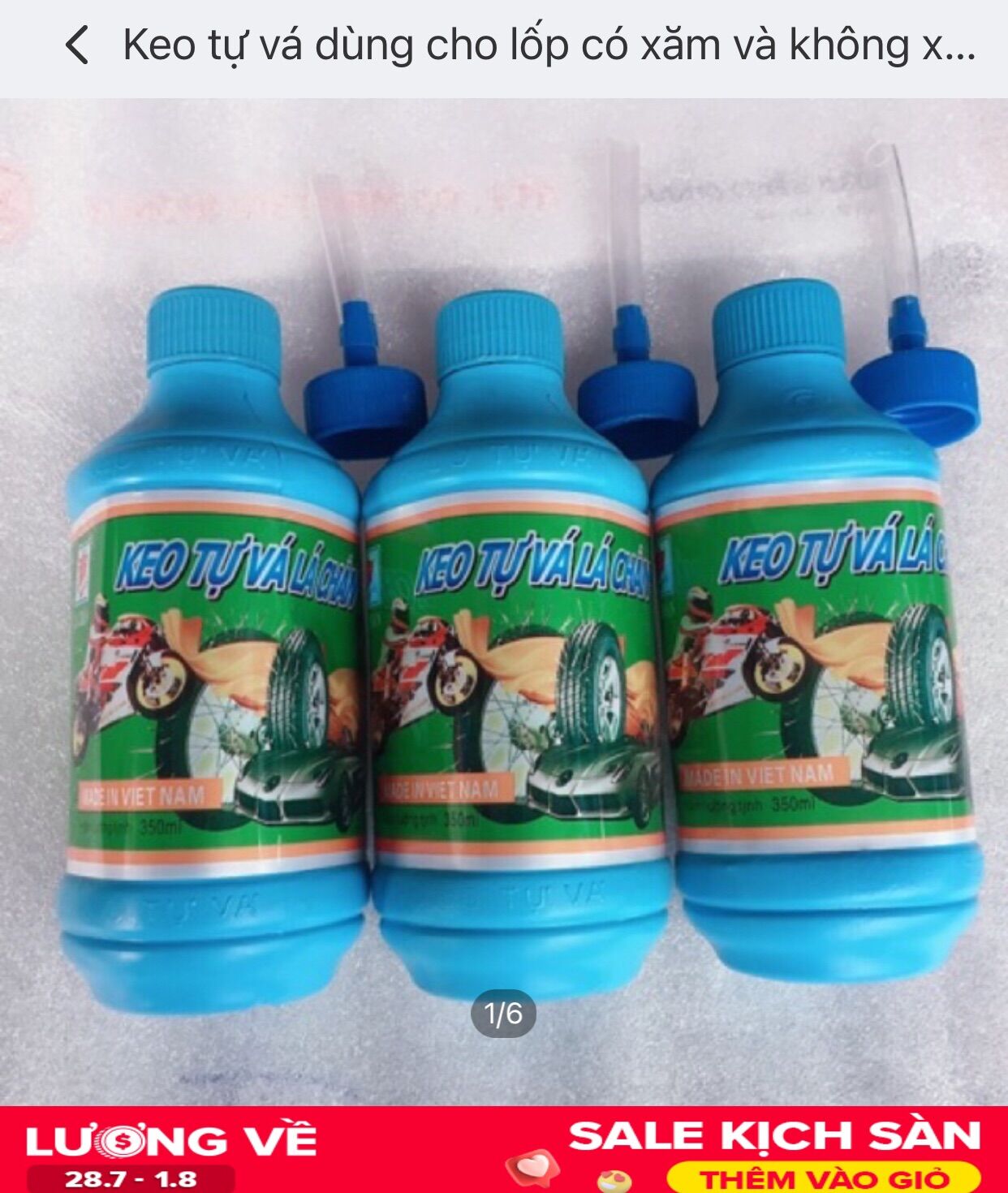 Keo tự vá dùng cho lốp có xăm và không xăm 350ml
