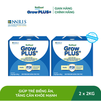 Combo 2 Sữa Bột Nutifood GrowPLUS+ Biếng Ăn (Xanh) - Hỗ Trợ Kích Thích Ngon Miệng, Tăng Cân Khỏe Mạnh (2 Hộp 2 Kg)