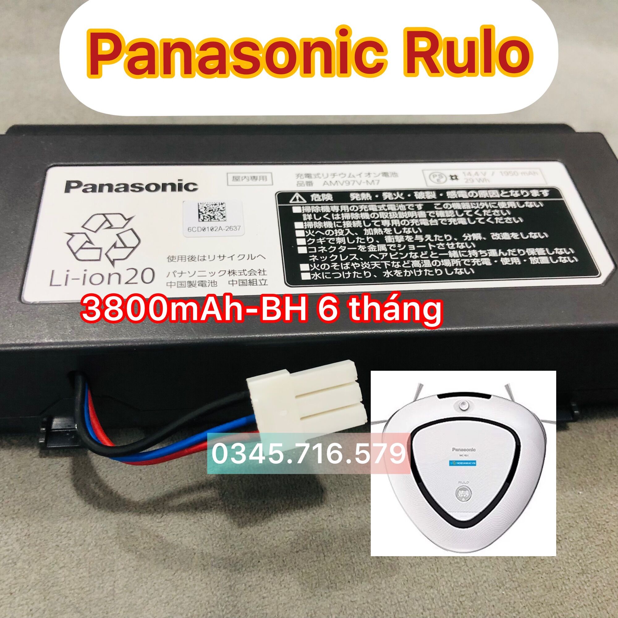 Pin cho robot hút bụi panasonic model mcrs1,mc-rs20,mc-rs200,mc-trs1