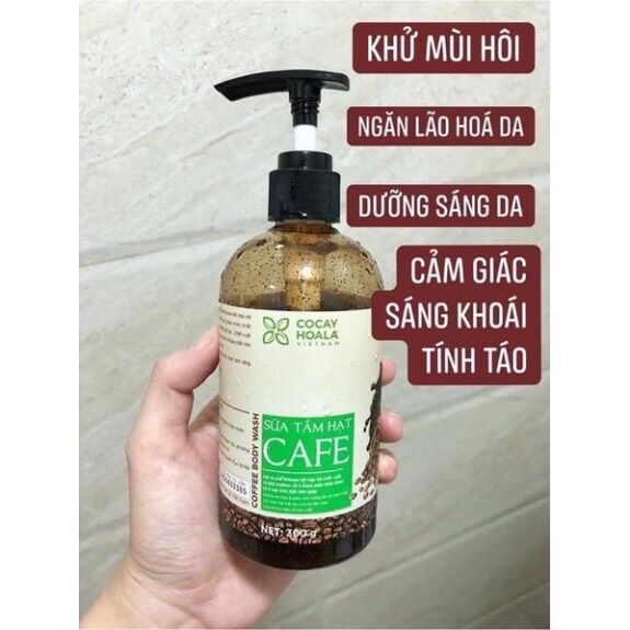 Sữa tắm dưỡng trắng hạt cà phê - không bào mòn da