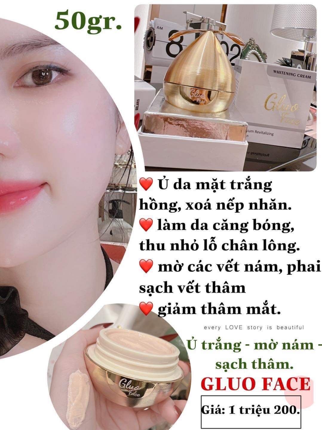Kem face ủ trắng GLUO FACE WHITENING CREAM ( mwhite )