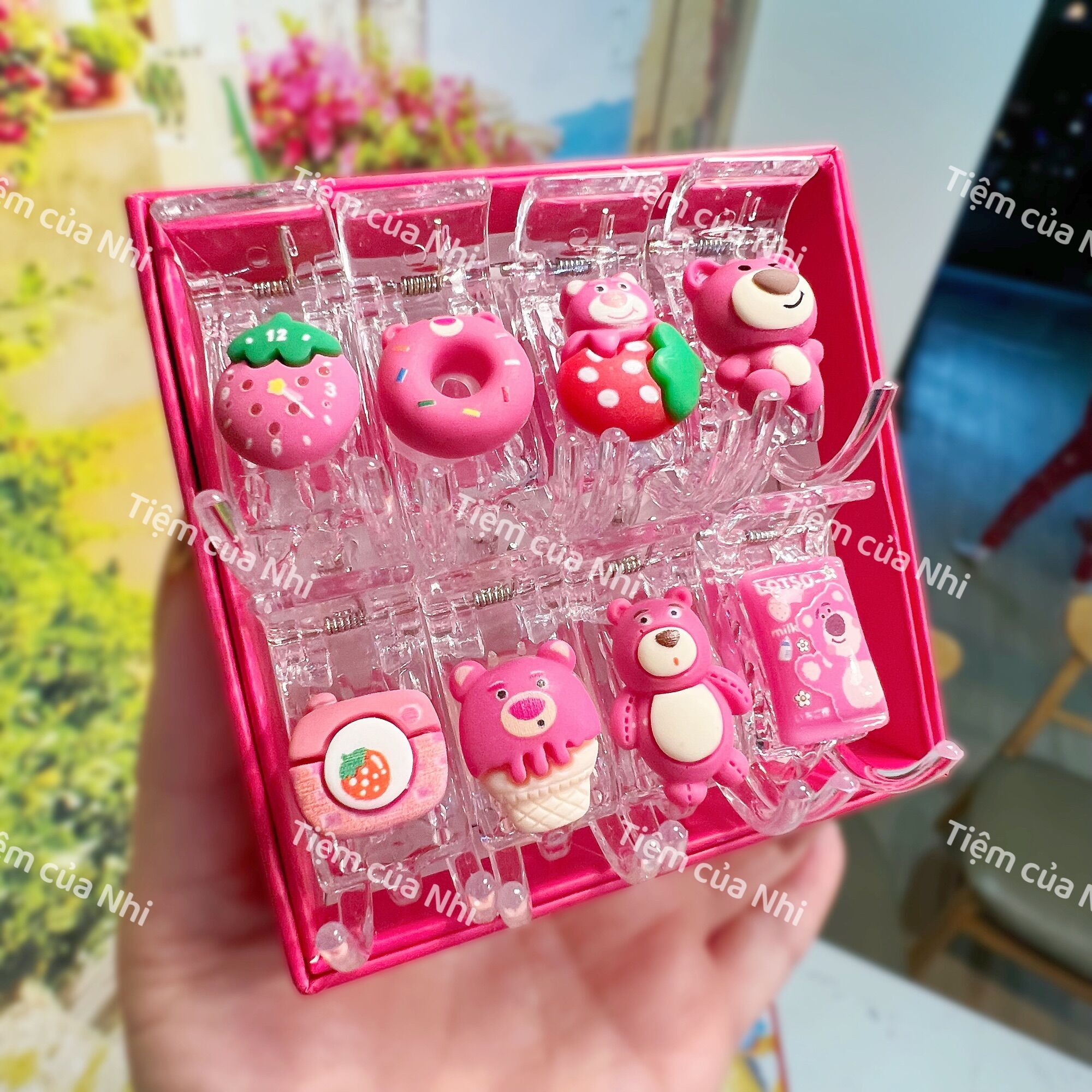 [GIÁ SỈ] SET 8 KẸP CÀNG CUA 3 RĂNG GẤU DÂU LOTSO