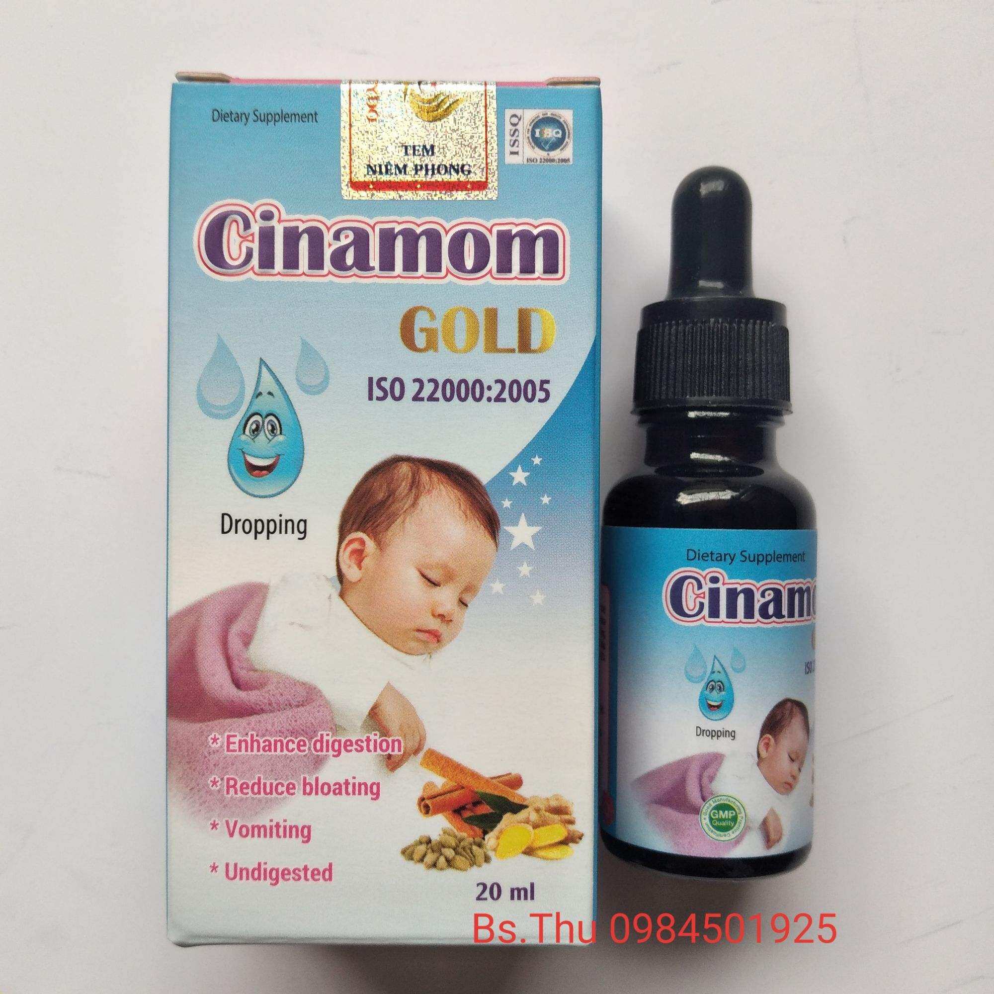 Cinamom Gold lọ nhỏ giọt 20ml hỗ trợ tăng cường tiêu hóa, giảm đầy bụng, nôn trớ, khó tiêu cho trẻ sơ sinh