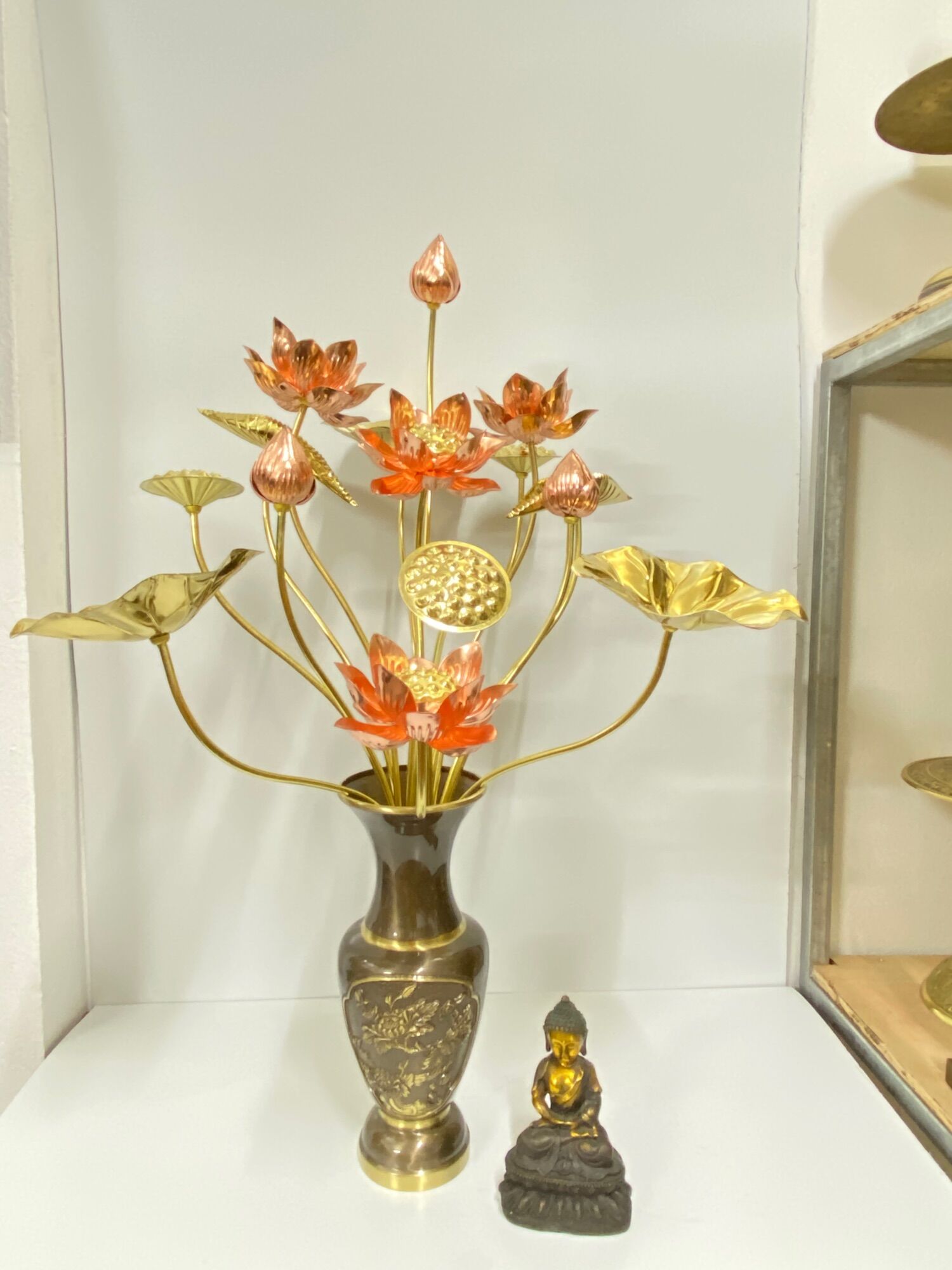 Hoa sen đồng vàng pha đỏ bó hoa 15 cành cao 80cm
