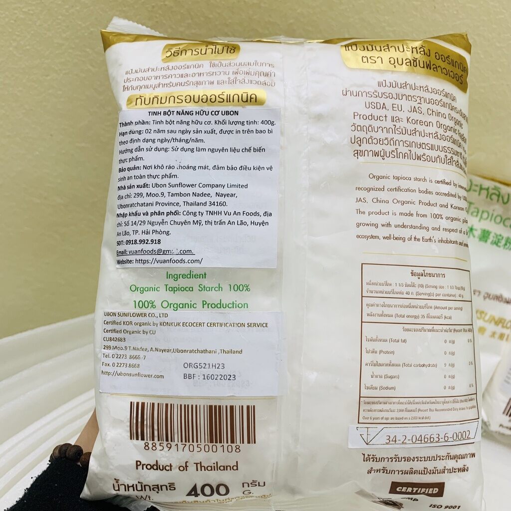 Tinh bột năng hữu cơ Ubon Thái Lan cho bé ăn dặm(có gói lẻ 100g)