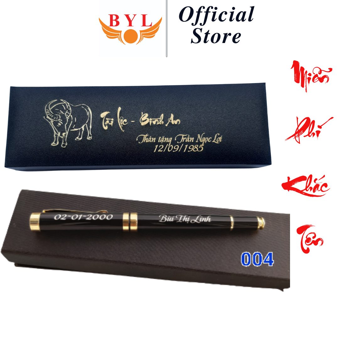 Bút ký dạ bi khắc tên  BYL-004/ Vỏ đen
