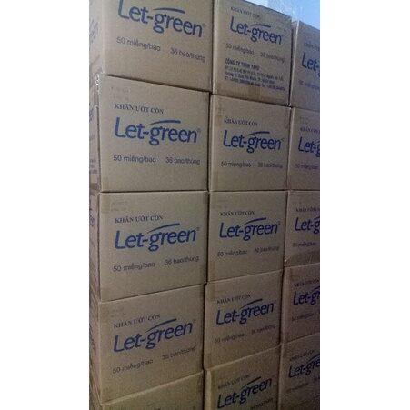 khăn ướt cồn Let Green 50 miếng.