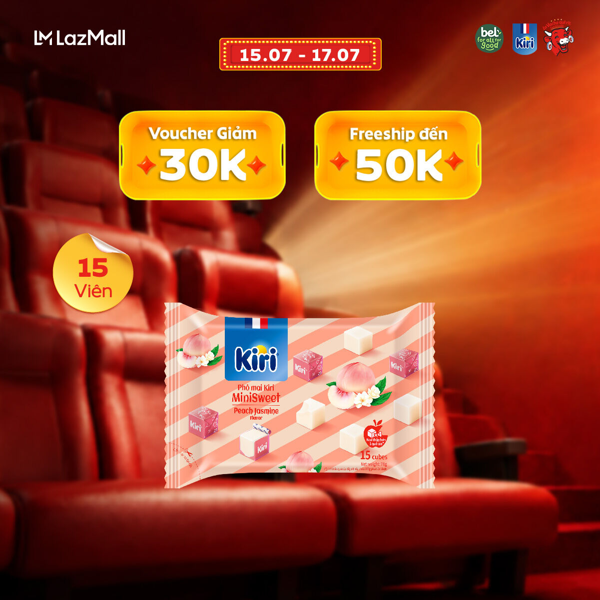 Phô Mai Kiri Vị Đào hoa nhài 15C 78G