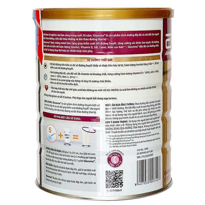 Sữa bột dành cho người bị tiểu đường Abbott Glucerna (800g)