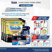 Combo 3 Viên rửa chén Finish Ultimate 18 viên + Nước làm bóng 500ml + Muối rửa chén 1kg