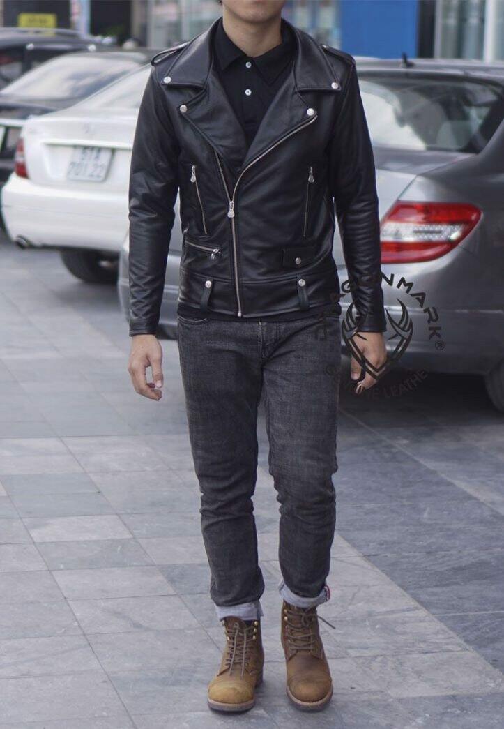 Áo khoác da nam biker