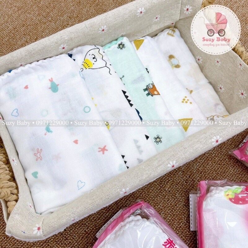 Set 10 khăn xô nhật in hình cho bé
