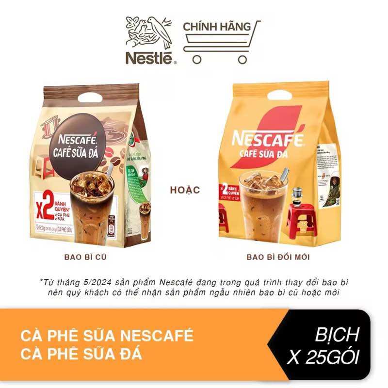 [COMBO 2 CF SỮA 25 GÓI] Combo 2 bịch Nescafé cf sữa đá (Bịch 25 gói x 24g)