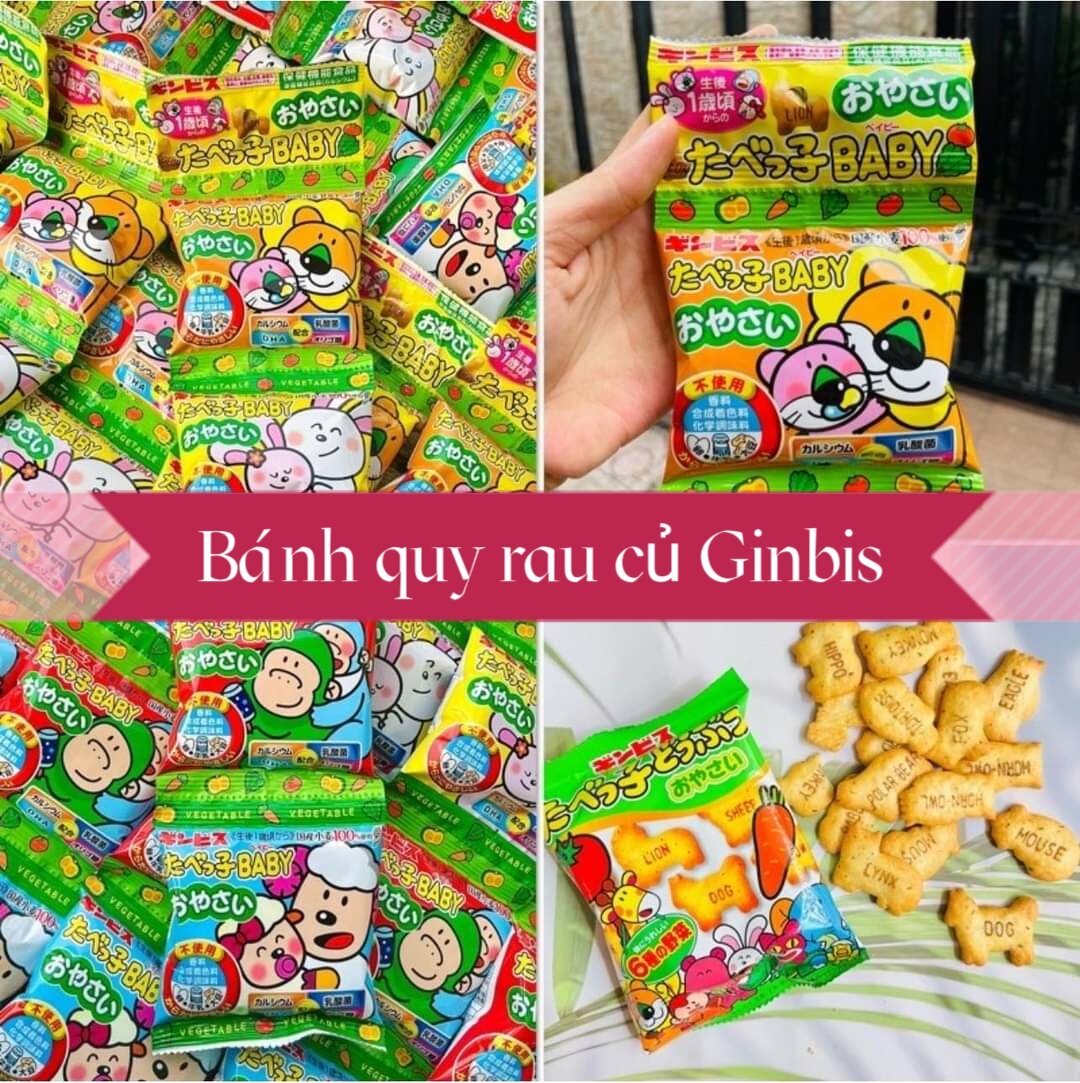 Bánh quy hình thú DHA Ginbis cho bé học tiếng Anh