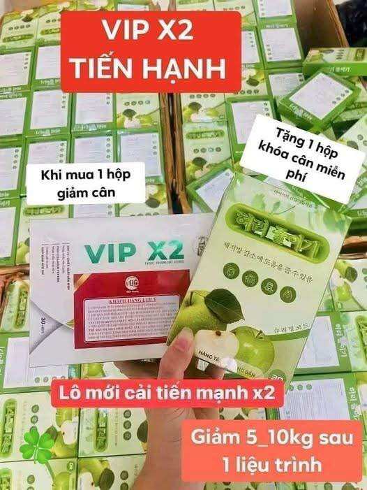  Giảm cân cấp tốc Vip X2 Tiến Hanh giảm mỡ vành ruột ,bụng ,đùi 5-10kg Kèm khoá cân 