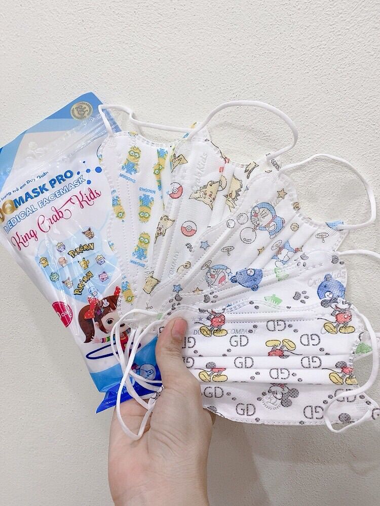 Sỉ 300 cái khẩu trang cho bé từ 7-12t Duy Quân, King Crab Kisd
