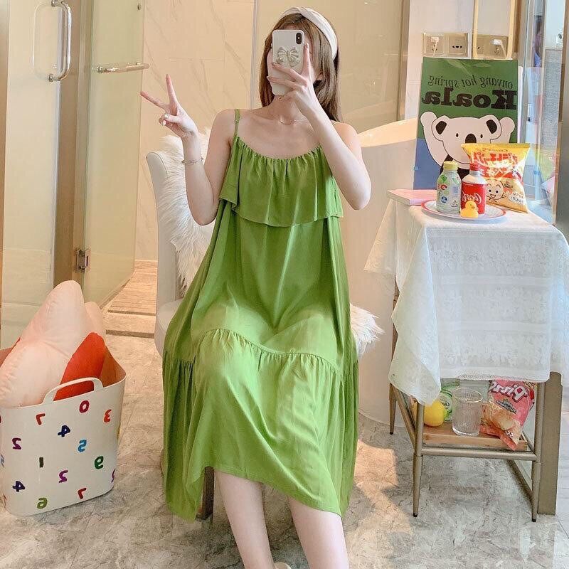 Váy lanh lụa, váy bầu, váy mặc nhà siêu mềm mát freesize