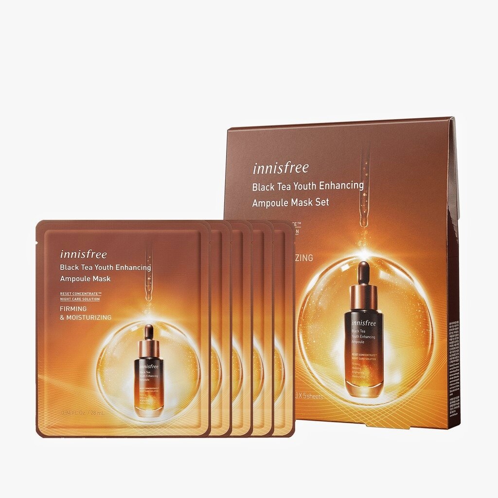 Bộ 5 mặt nạ phục hồi da innisfree black tea ampoule mask 28ml