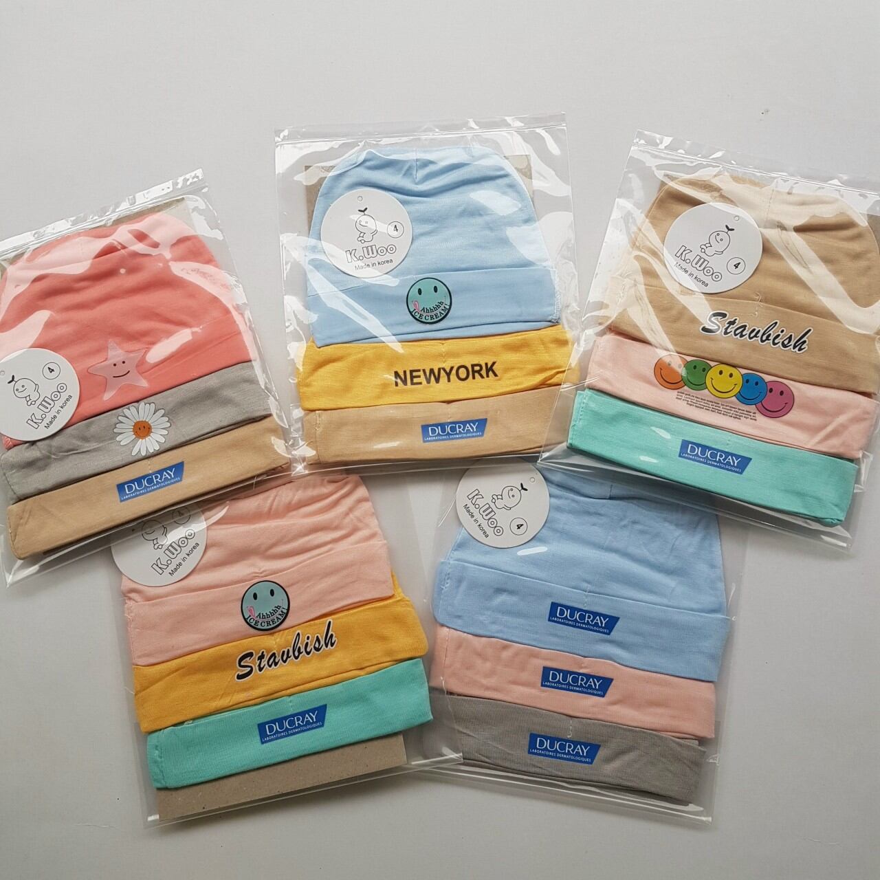 Set 3 nón thun lạnh sịn mịn cho bé sơ sinh