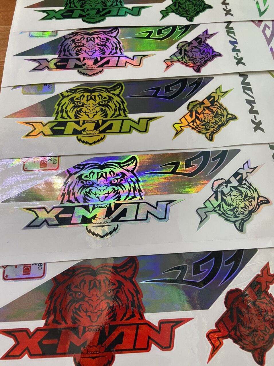 Tem xe điện x-men mẫu con hổ crom 7 màu siêu chất tem chống nước