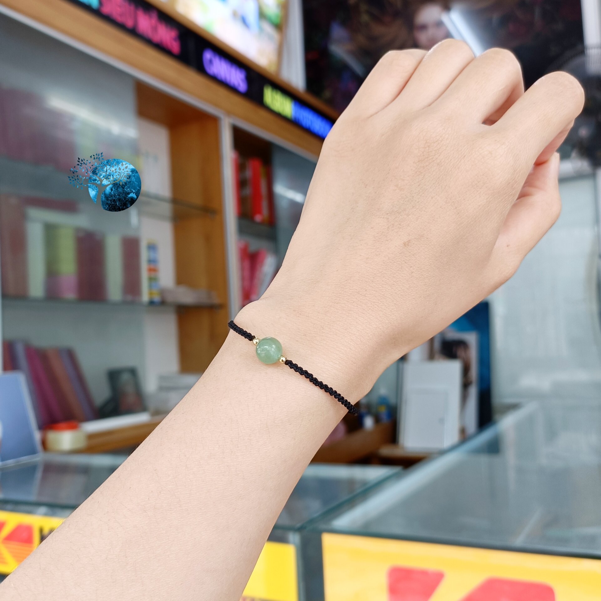 Vòng tết dây đá aventurine xanh 8mm