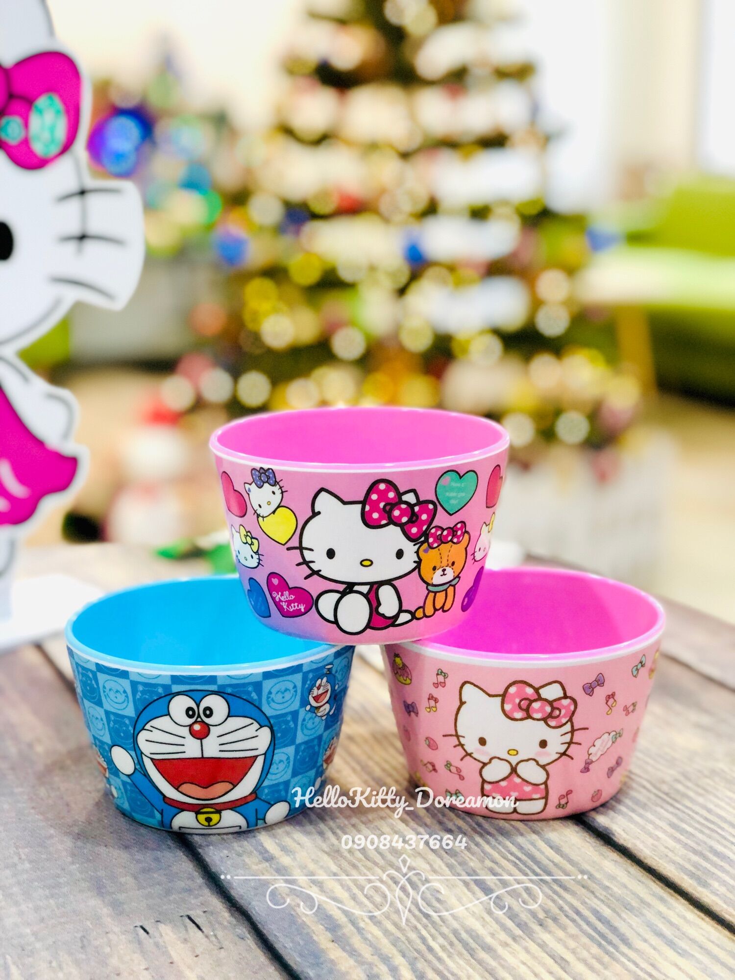 Chén tròn Melamin HelloKitty Doreamon
