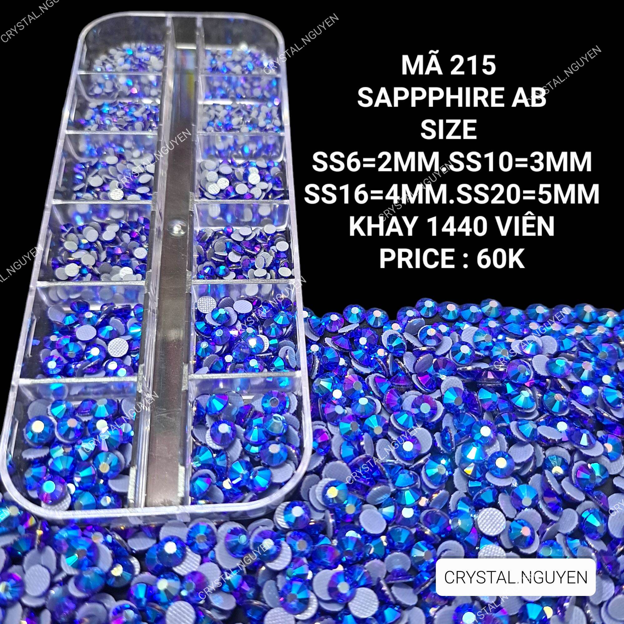 MÃ 215 SAPPHIRE AB- ĐÁ NAIL KHAY - ĐÁ TÚI MIX SIZE- ĐÁ LẺ SIZE