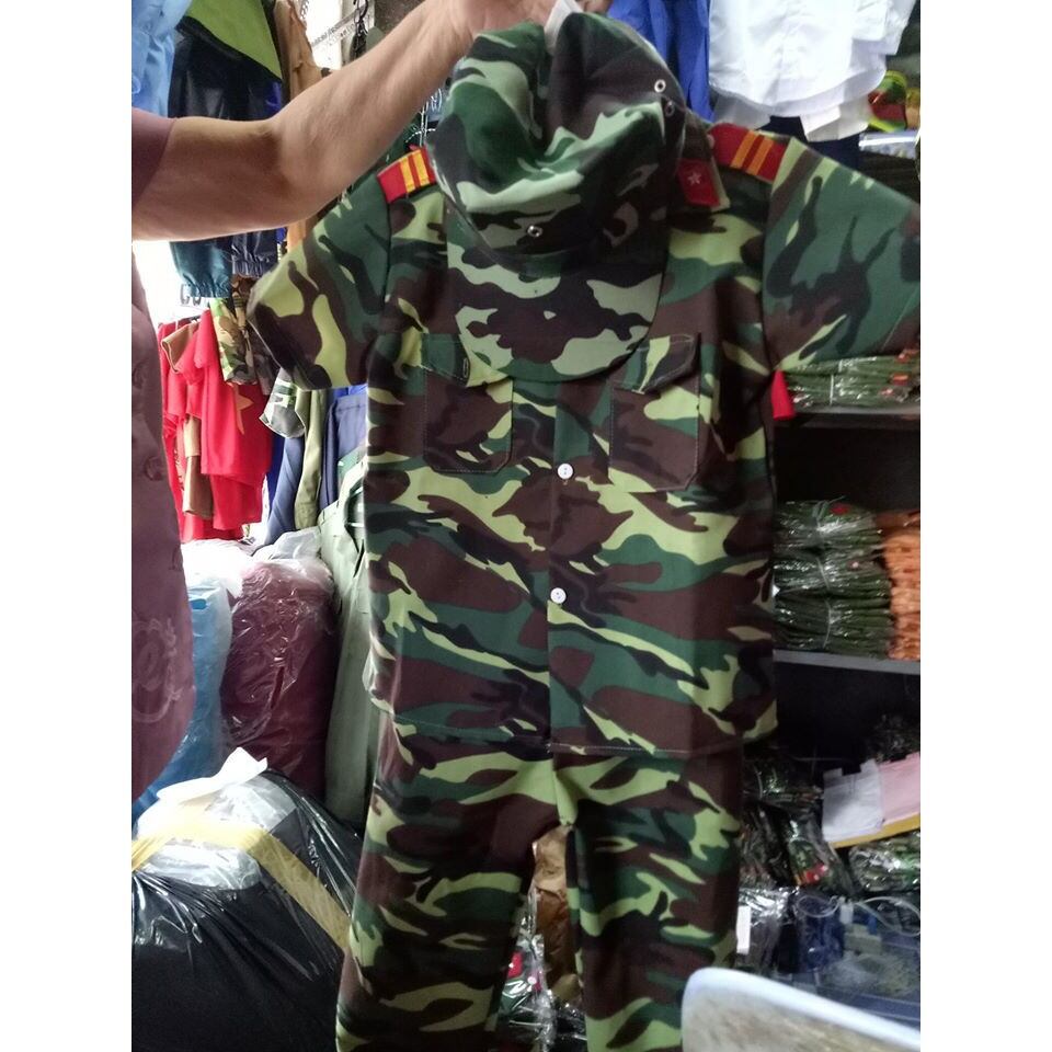 Bộ Đồ Rằn Ri Trẻ Em Kèm Nón Cho Bé Vui Chơi