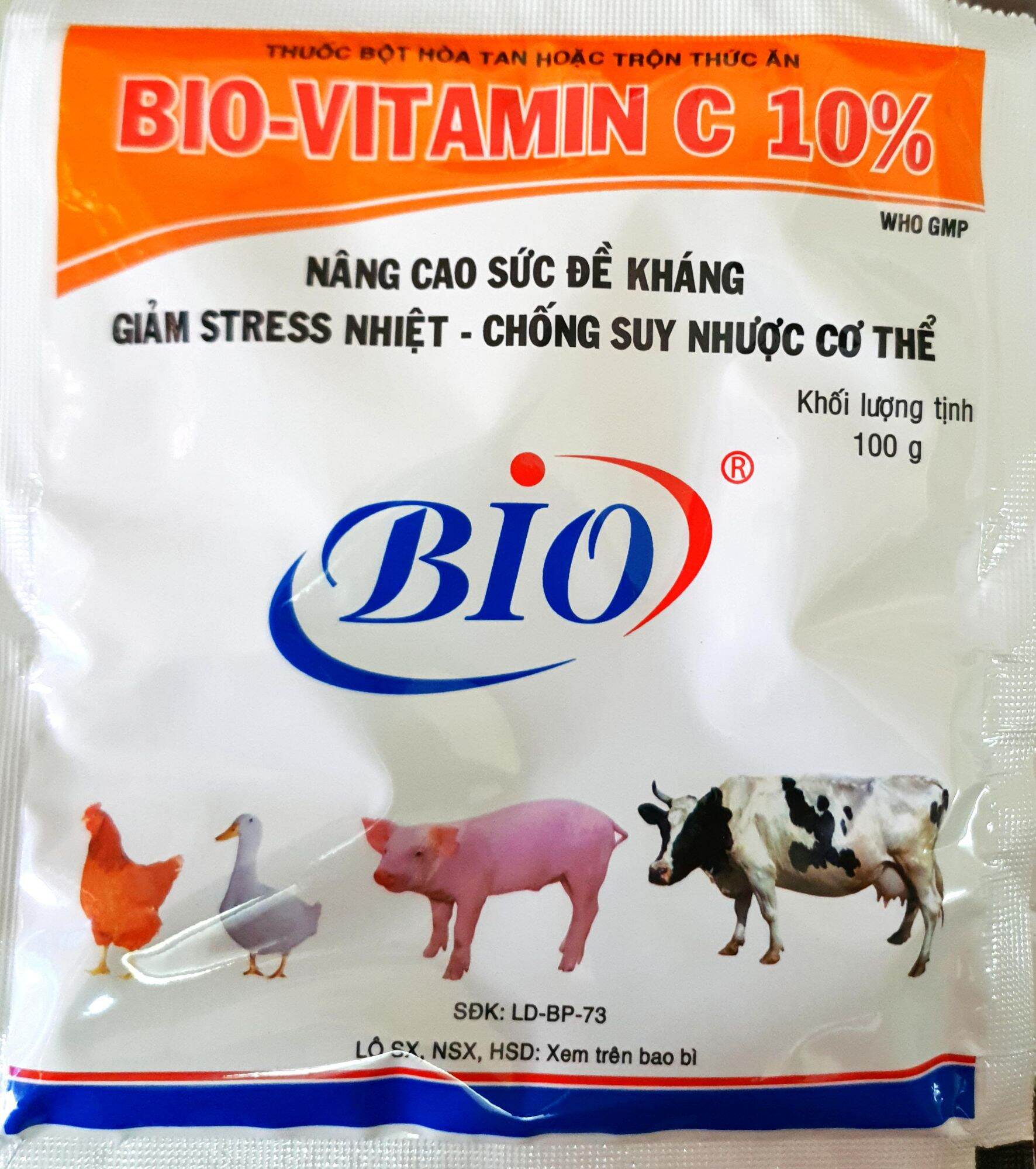 Bio Vitamin C 10% (100gr) - Cung cấp Vitamin C, tăng sức đề kháng, giảm stress, chống suy nhược cơ thể cho gà đá, thú cưng