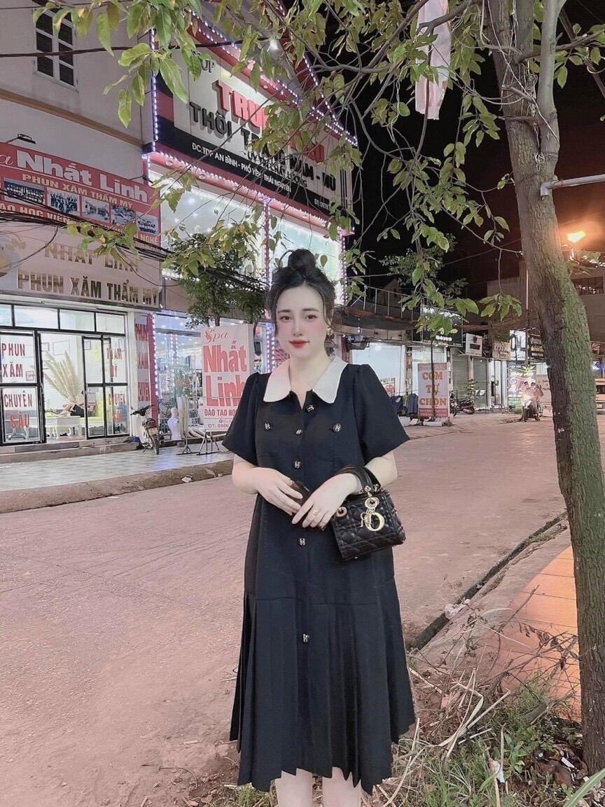 Đầm bầu sơ mi thời trang công sở sang trọng
