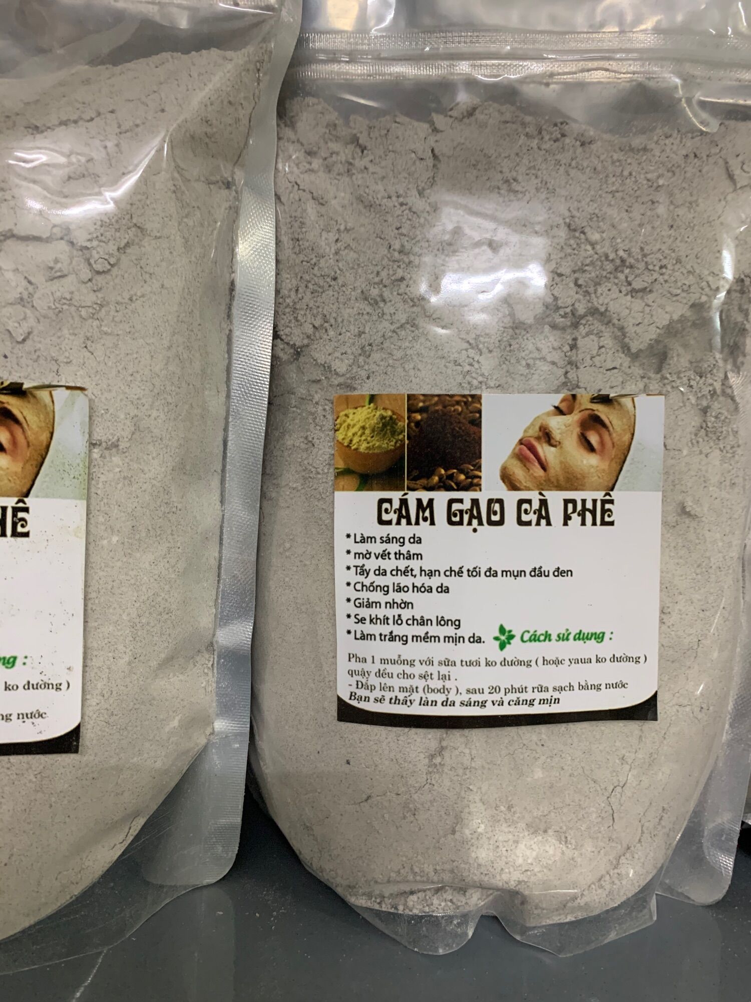 1kg Cám gạo cà phê tẩy da