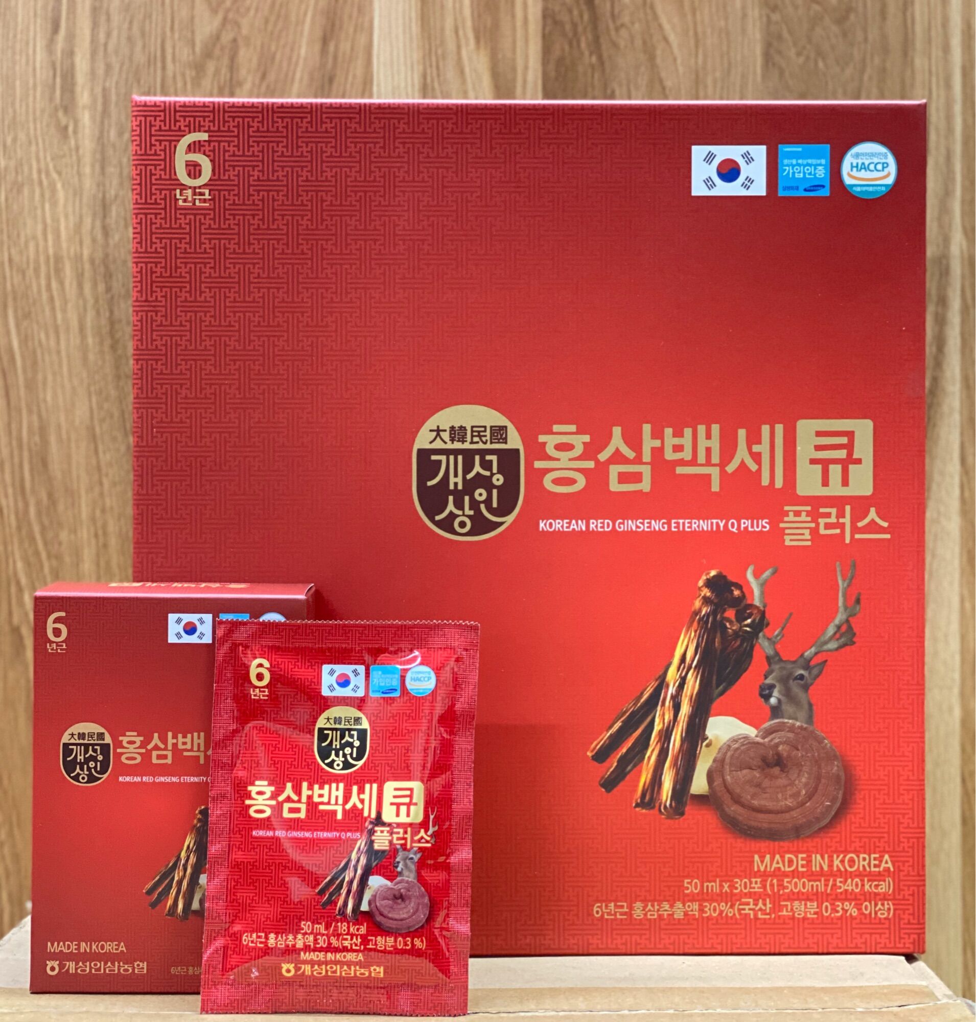 CHÍNH HÃNG Hồng sâm nhung hươu Q Plus NongHyup 6 năm tuổi Hàn Quốc dạng nước hộp 30 gói x 50ml - giúp phục hồi sức khỏe, tăng tuần hoàn máu, ổn định huyết áp