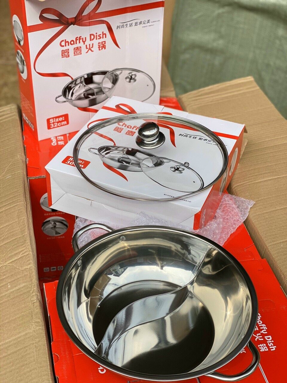 nồi lẩu 2 ngăn inox size 32cm