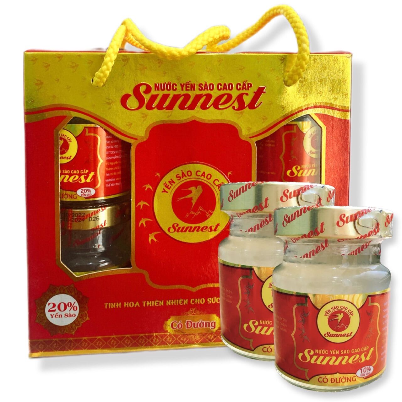 01 Hộp x 6 lọ x 70ml Yến Sào Sunnest Yến chưng đường phèn Date 24 tháng